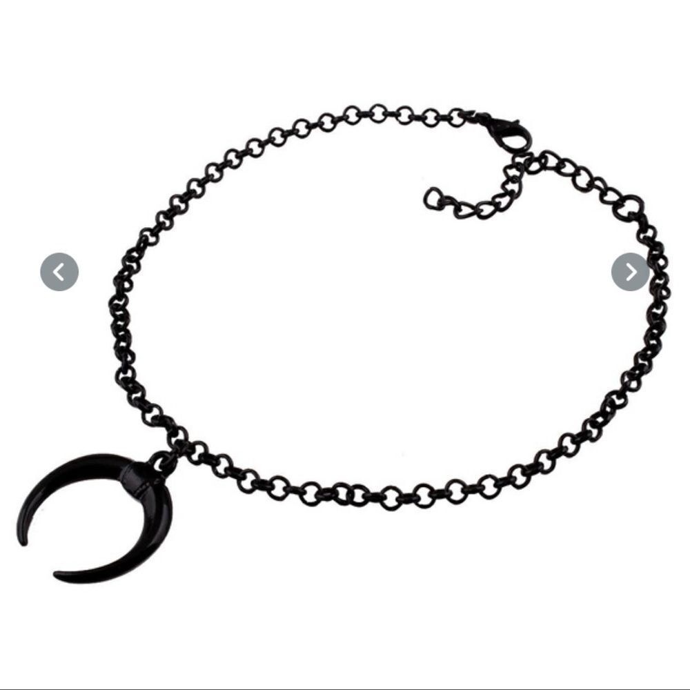 Black Gothic Crescent Moon Necklace